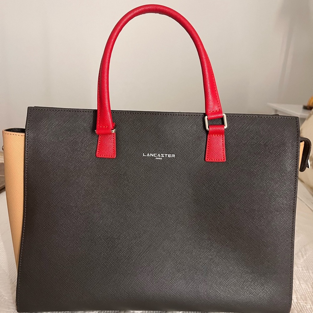 Lancaster Black and Red Satchel Bag